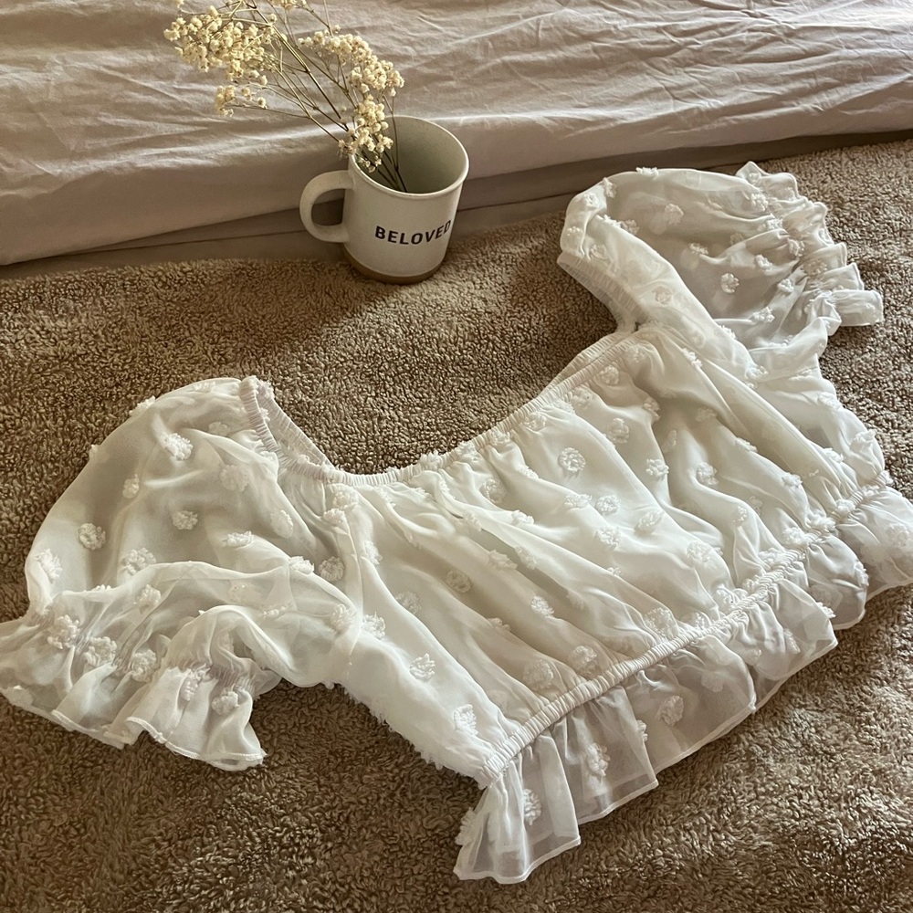 SHEIN White Embroidered Blouse
